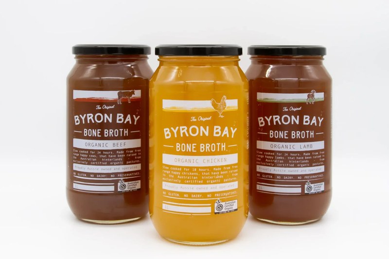 Three jars of Byron Bay Bone Broth